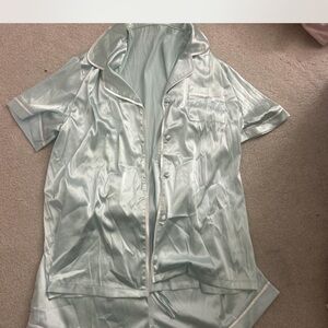 Silky Pajama Set in Light Blue